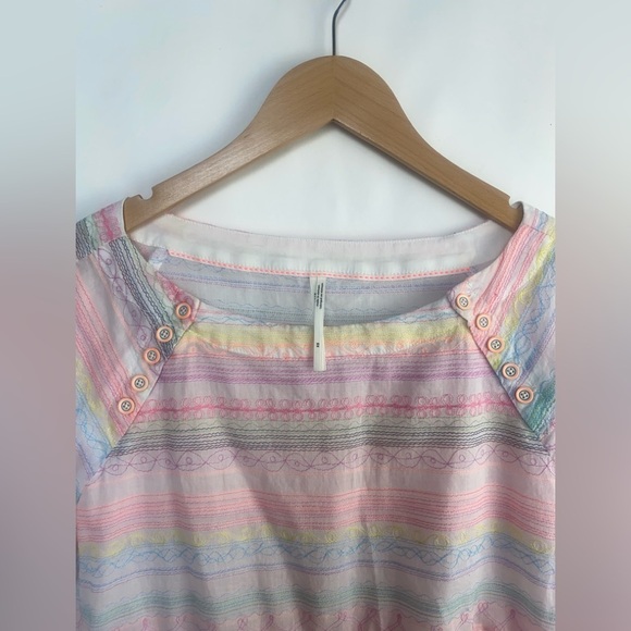 NWOT Anthropologie Letty Pastel Embroidered Babydoll Stitch Sweet Blouse XS - Picture 3 of 9